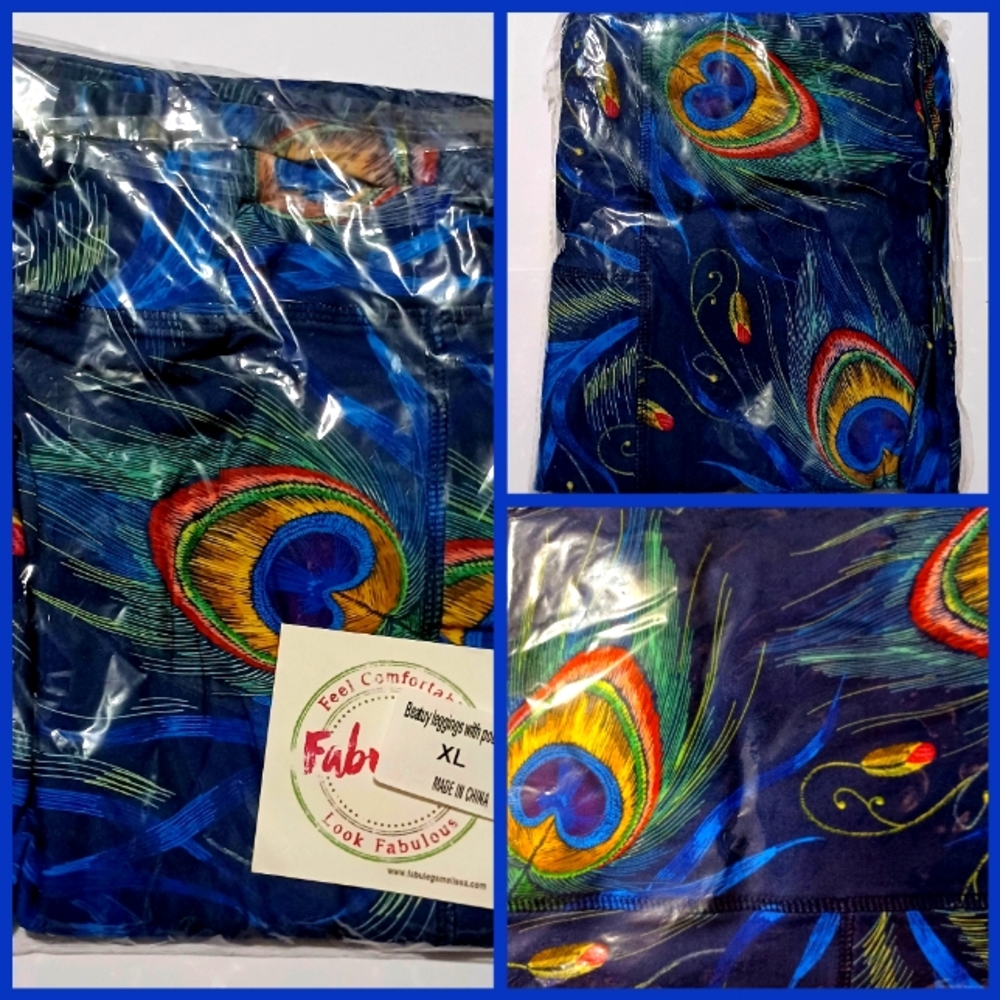 New Peacock XL Leggings with Pockets Fabulegs